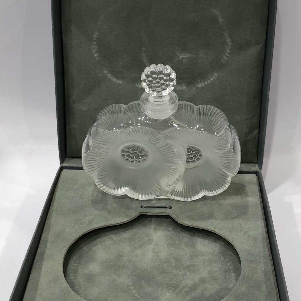 Lalique Vintage Rare 2 FLEURS PERFUME Crystal BOTTLE Signed Original Box - Picture 15 of 15
